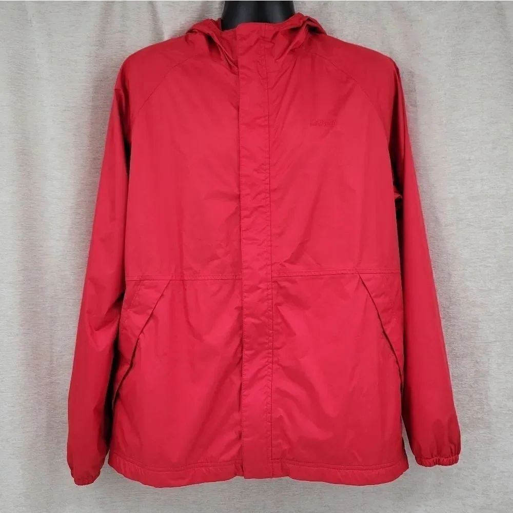 L.L. Bean Men's Red Windbreaker Jacket Full Zip Hoodes Size Large